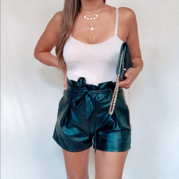 Olivaceous Pants - NWT High Waist Vegan Leather Paper Bag Shorts